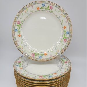 Vintage Nortaki 5-Salad Plates 7213 Ivory China  Finale 8 3/8" Gold Rim